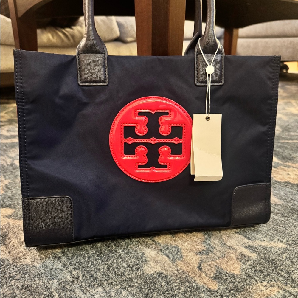 Tory Burch Black and Red Logo Tote - Picture 12 of 15
